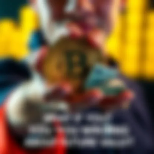 A person holding a Bitcoin symbol with a small stack of cash, representing a potential investment opportunity.