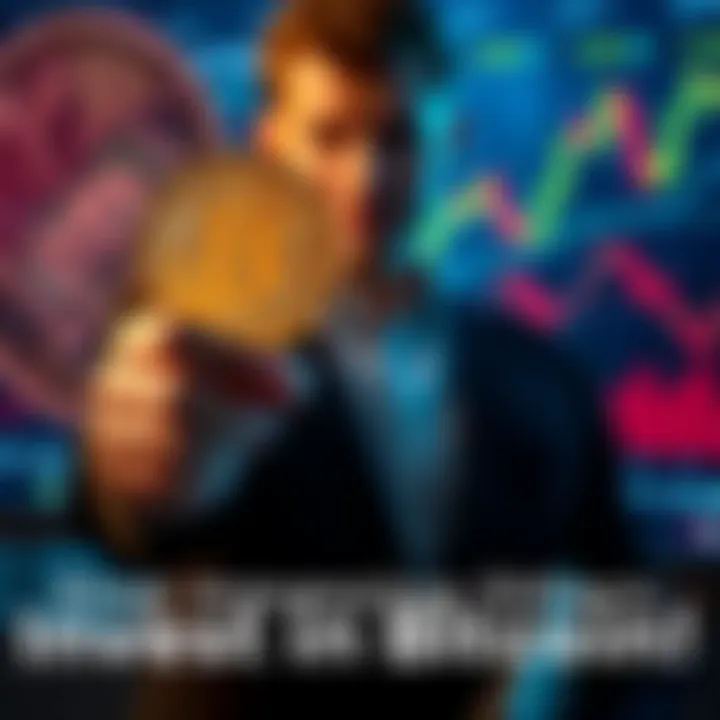 A person holding a Bitcoin symbol with a background of financial charts and dollar bills, emphasizing smart investment choices.