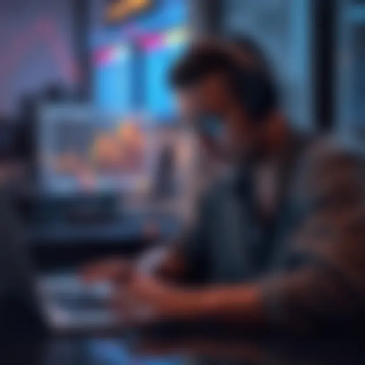 A worried individual looking at Bitcoin charts on a laptop, considering lowering their investment threshold to $50,000.