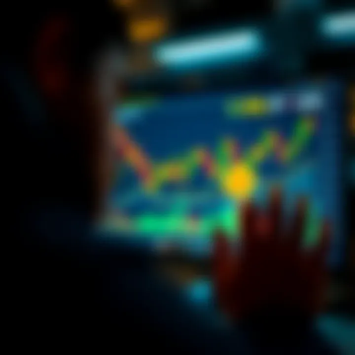 A person looking at a Bitcoin chart on a screen while considering investment options