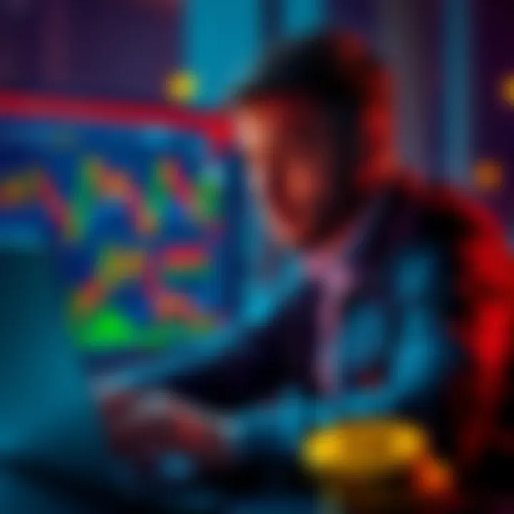 A person contemplating a $35k investment in Bitcoin while looking at market trends on a laptop