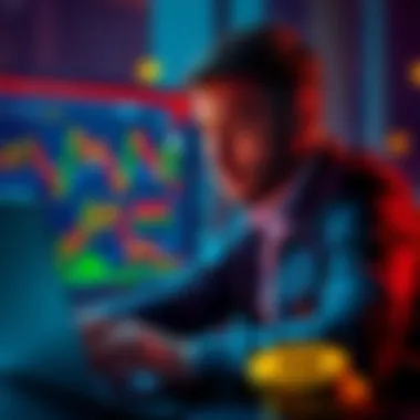 Bitcoin investment decision A person contemplating a $35k investment in Bitcoin while looking at market trends on a laptop