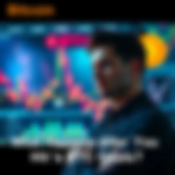 Bitcoin Investment Decisions A person contemplating next steps after achieving Bitcoin investment goals, with charts and graphs in the background.