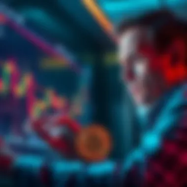 A person analyzing Bitcoin price charts with a concerned expression during a market dip