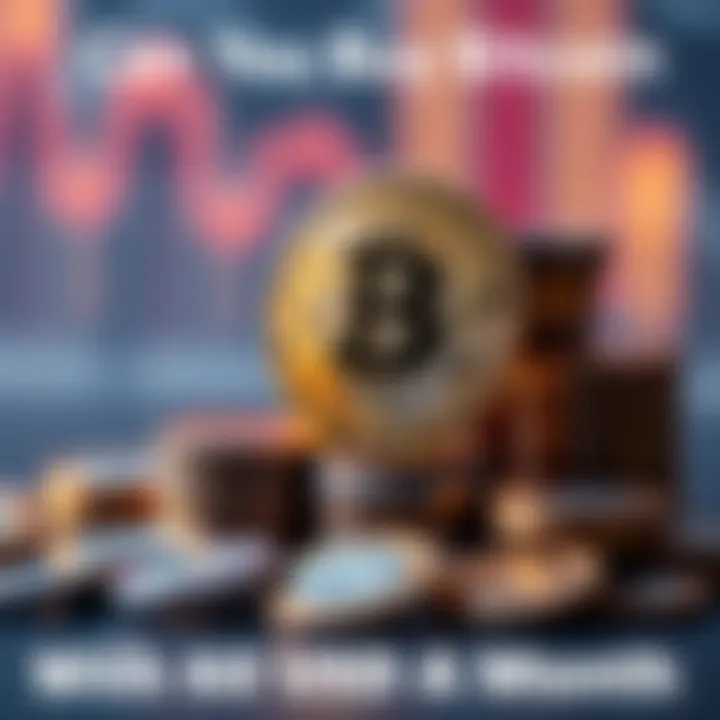 A stack of coins with a Bitcoin symbol, representing investing 60 USD per month.