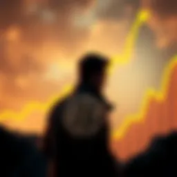A graphic showing a person saving $50 weekly in Bitcoin for retirement, with a rising graph in the background representing Bitcoin's potential growth.