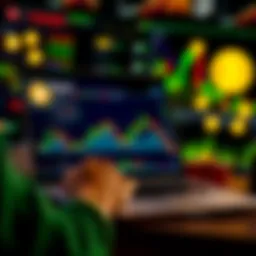 Bitcoin Investment Rules A person analyzing Bitcoin charts on a laptop with financial graphs and Bitcoin symbols in the background.