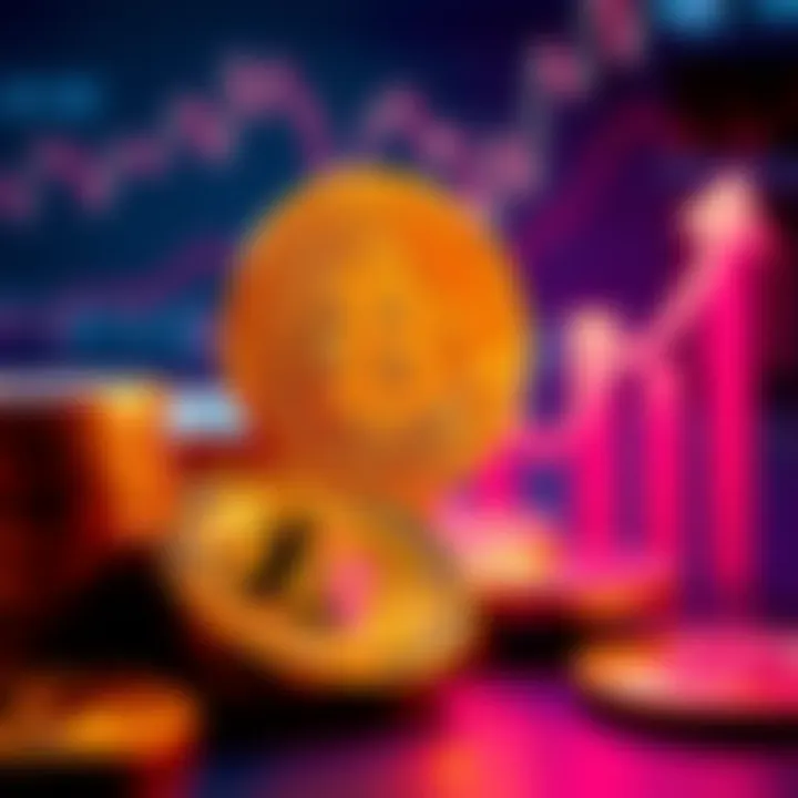 A graphic showing Bitcoin coins with upward market trend arrows, representing holding versus trading strategies.