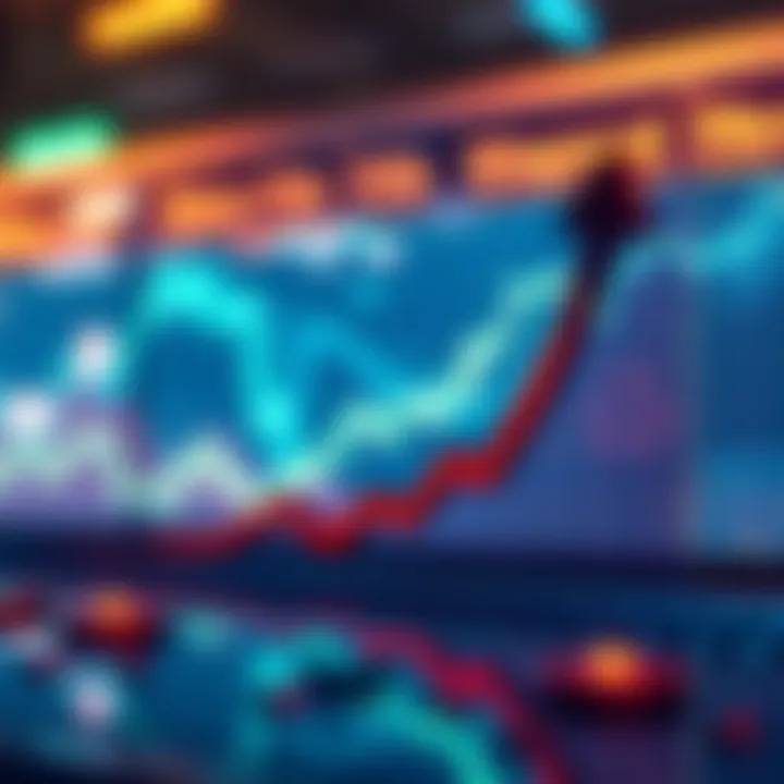 A graph showing Bitcoin price trends with an upward arrow, symbolizing investment strategies like Dollar Cost Averaging.