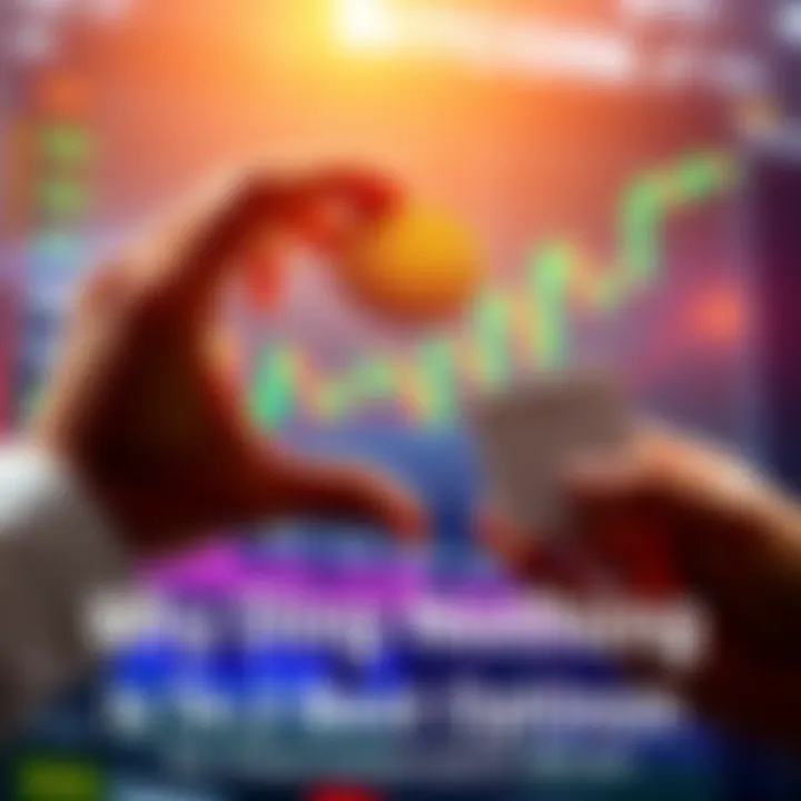 A graph showing Bitcoin price trends with a person holding coins in one hand and a calendar in the other, symbolizing patience and consistency in investing.