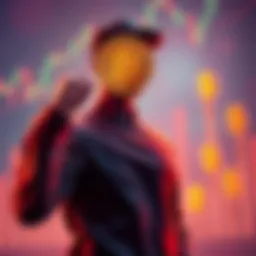 Bitcoin Investment Strategies A person pondering over Bitcoin investment options with a chart showing price trends and dollar signs, symbolizing lump sum vs dollar-cost averaging decisions.