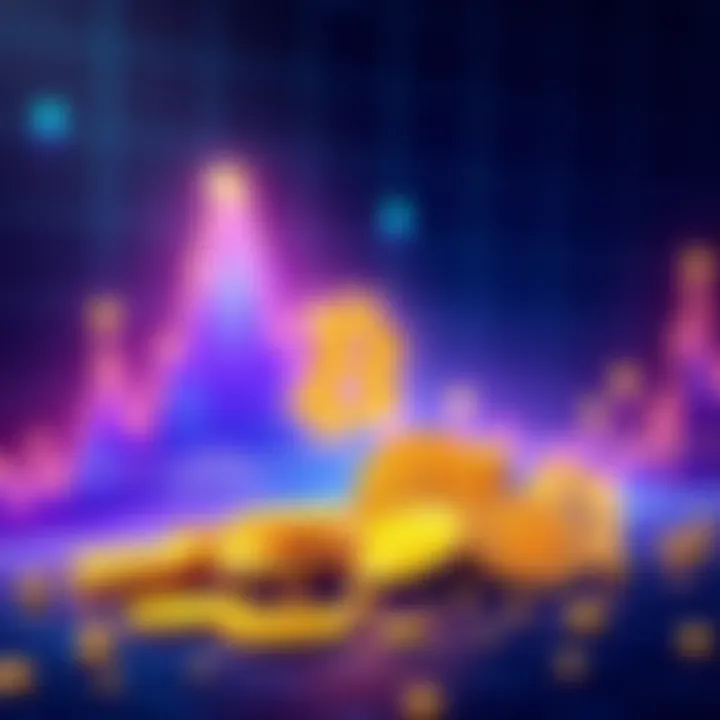 Illustration showing graph with upward trend, gold coins, and a target price infographic