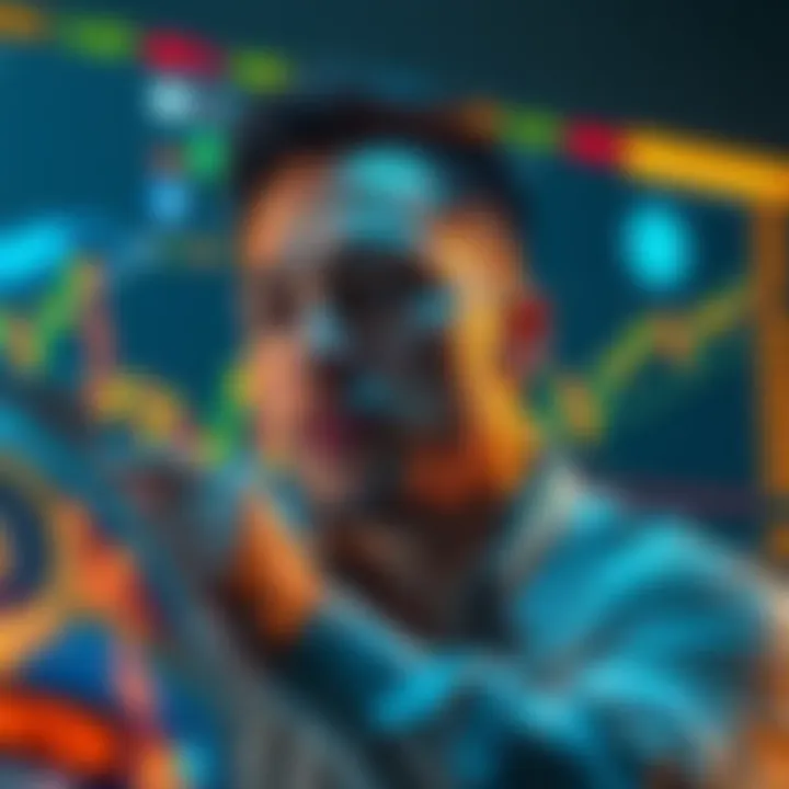 A person analyzing Bitcoin price charts with a thoughtful expression, reflecting on investment choices during a bear market