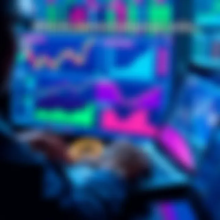 A person analyzing Bitcoin graphs and charts on a laptop, considering investment decisions