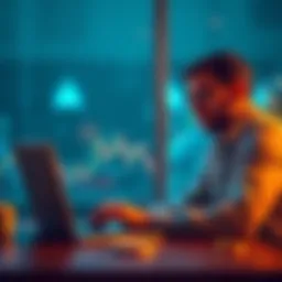 Person thinking about Bitcoin investment A concerned individual looking at Bitcoin charts on a laptop while pondering their investment decision