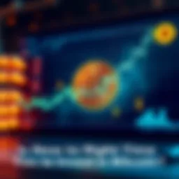 A graphic showing Bitcoin's price chart with upward and downward trends, and icons representing buyers and sellers