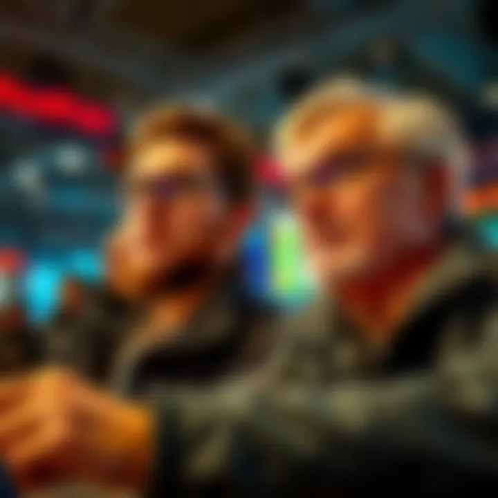 Confident Bitcoin investors watching market trends with a focused expression