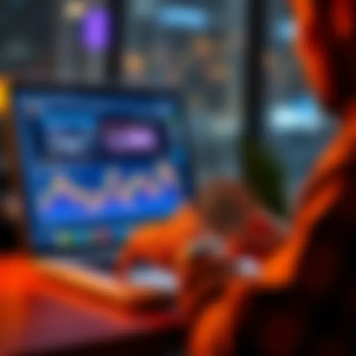 A person reviewing Bitcoin charts on a laptop while holding a small Bitcoin model, reflecting on a year of learning.