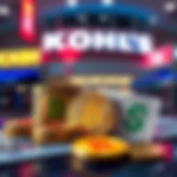 A visual comparison of Bitcoin and Kohl's Cash with graphics representing cryptocurrency and retail coupons.