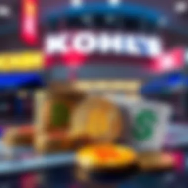 A visual comparison of Bitcoin and Kohl's Cash with graphics representing cryptocurrency and retail coupons.