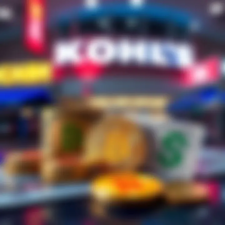 A visual comparison of Bitcoin and Kohl's Cash with graphics representing cryptocurrency and retail coupons.