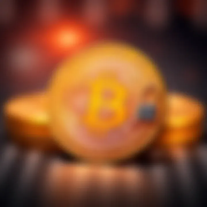 A physical Bitcoin coin with a padlock symbol, representing security and the 21 million limit of Bitcoin.