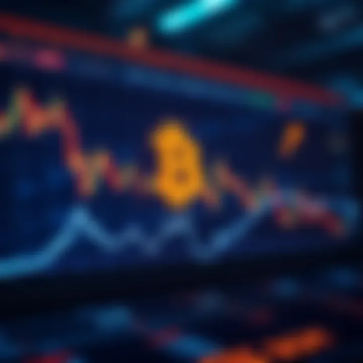 Bitcoin Market Analysis A graph showing Bitcoin price trends with fluctuating lines and arrows indicating potential buying points