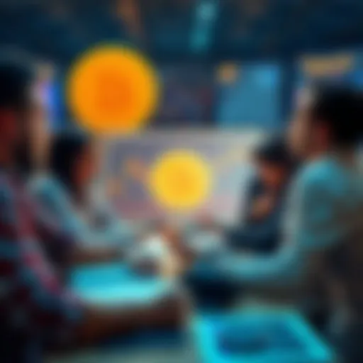 A group of people analyzing Bitcoin trends and charts at a table, considering future investments.