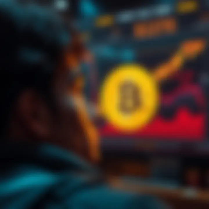 Bitcoin market cycles A person looking at a chart showing Bitcoin's market cycles, with a confused expression, symbolizing doubt in cryptocurrency's future.