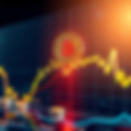 Graph showing a downward trend in Bitcoin's market value with a warning sign