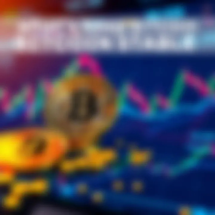 An illustration showing Bitcoin symbols with a background of fluctuating market graphs, highlighting the impact of companies like MSTR.