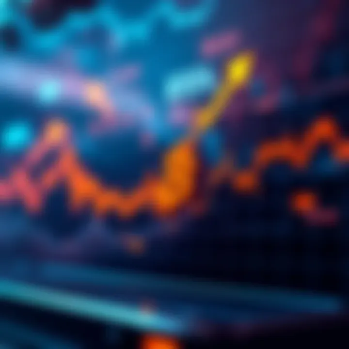 A graph showing Bitcoin price movements and trends with arrows indicating market shifts and investor interest.