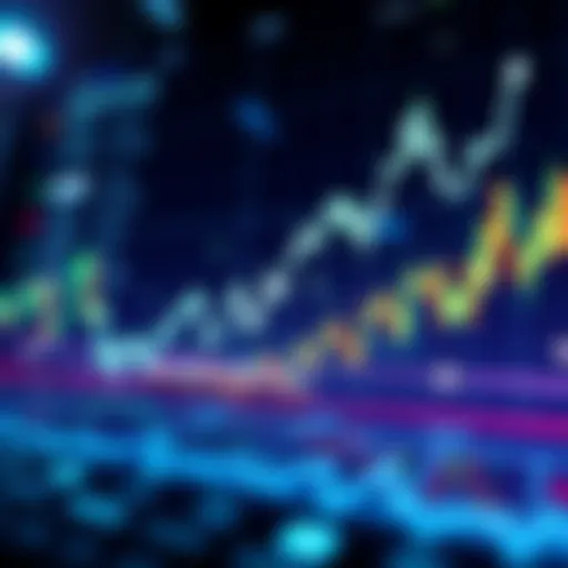 A graph showing Bitcoin price trends with financial symbols and charts in the background.