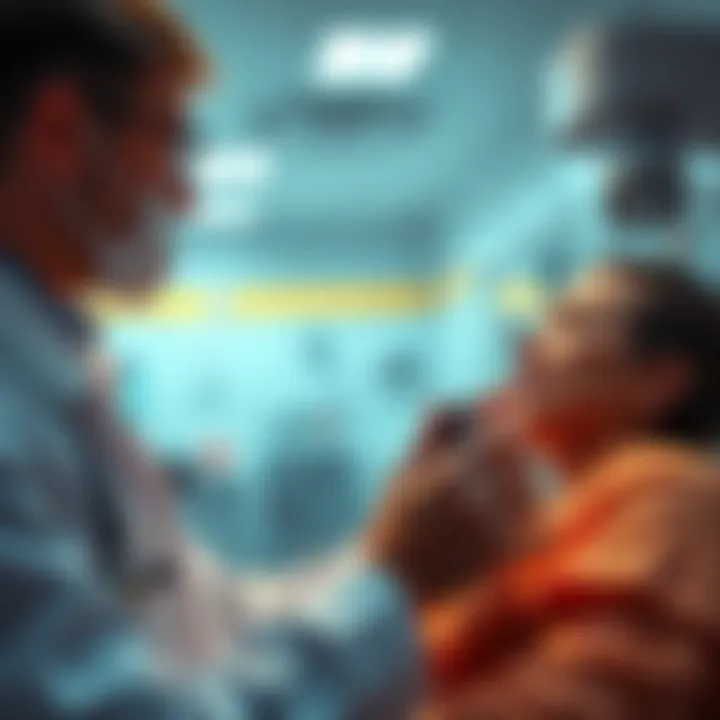 A doctor discussing the positive impact of Bitcoin on mental well-being with a patient in a hospital setting.