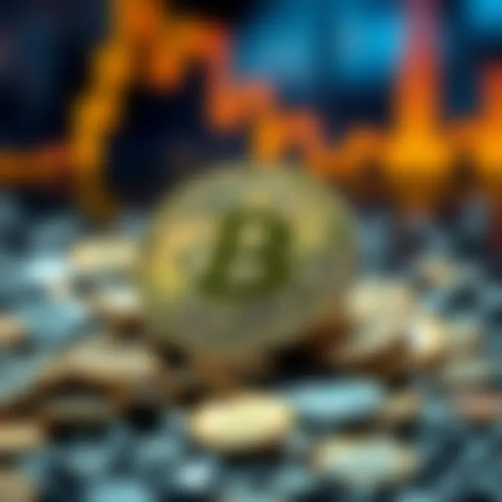 A Bitcoin symbol surrounded by small coins representing micro payments and rewards
