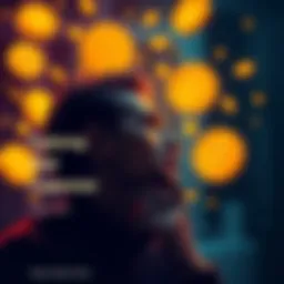 A person contemplating with Bitcoin symbols floating around, representing the connection between cryptocurrency and personal growth.