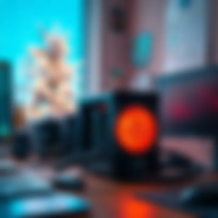 A sleek Bitcoin miner device placed on a desk, emitting warmth while efficiently mining cryptocurrency in an office setup during winter.