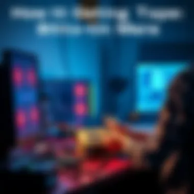 Bitcoin miner setup A person setting up a bitcoin miner with equipment on a desk, showing wires and a computer