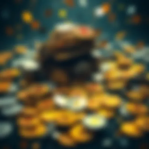 A graphic showing a digital wallet overflowing with Bitcoin coins, symbolizing 4,165 BTC accumulated since 2016, with a vintage feel representing the untouched status of the wallet.