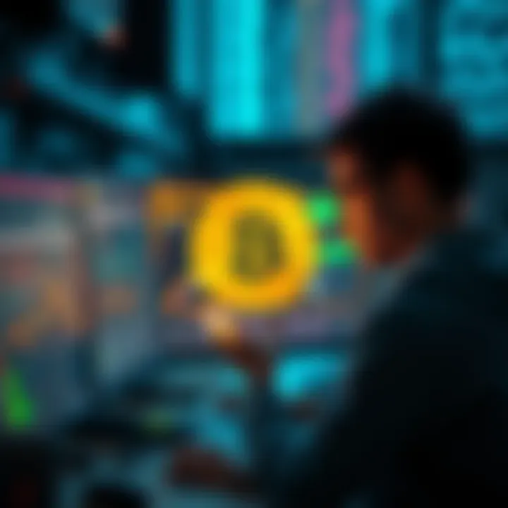 A person analyzing Bitcoin mining pools on a computer, considering fees and payout options.