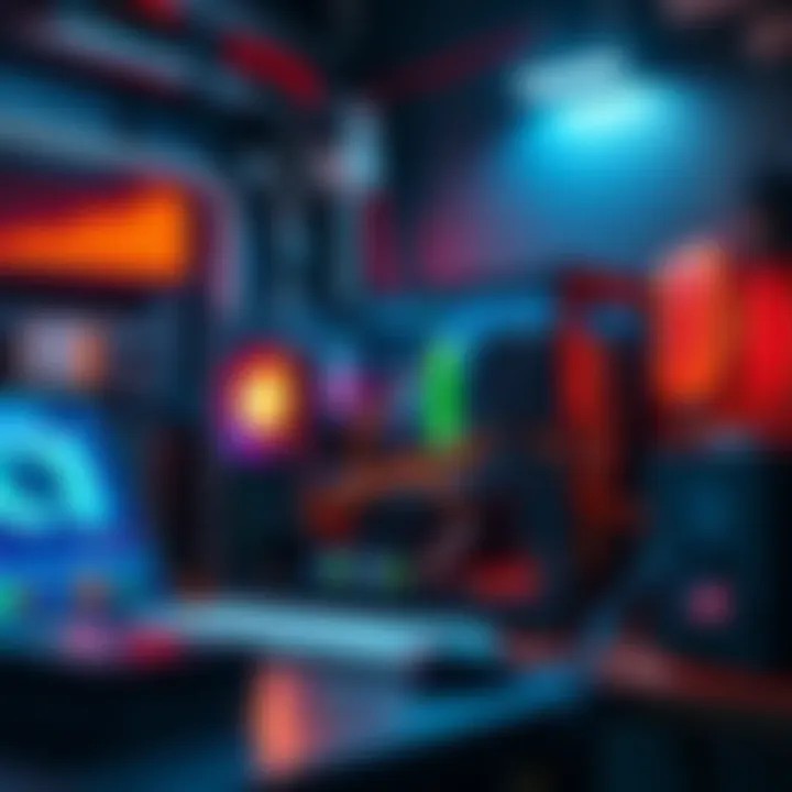 Bitcoin Mining Setup A small, low-cost Bitcoin mining rig with a computer and cooling fans, connected to a power source