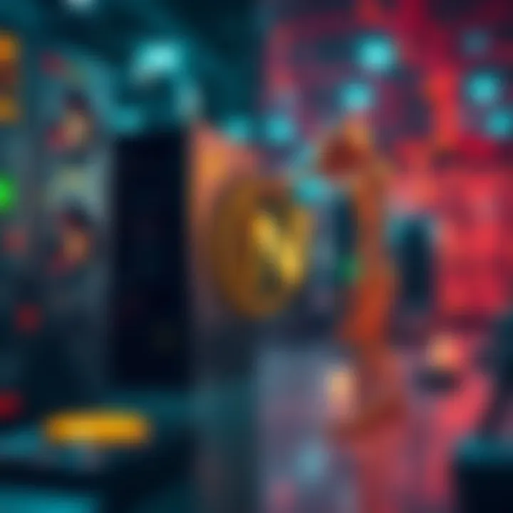 Bitcoin Mining vs AI A split image showing Bitcoin mining equipment on one side and AI technology on the other, highlighting the choice between the two investment strategies.