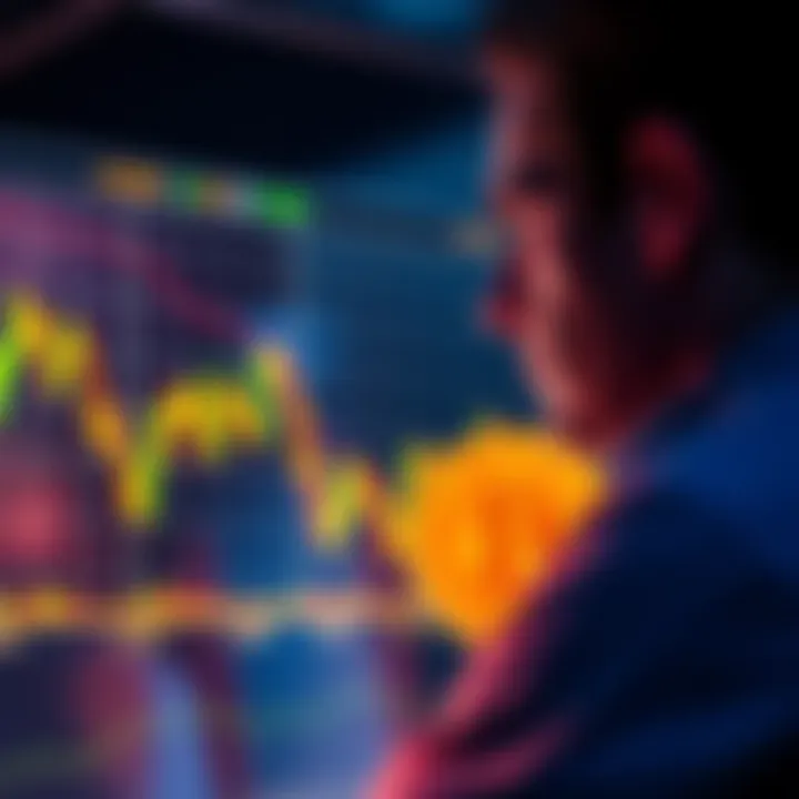A contemplative figure looking at a Bitcoin chart, symbolizing missed investment opportunities in cryptocurrency.