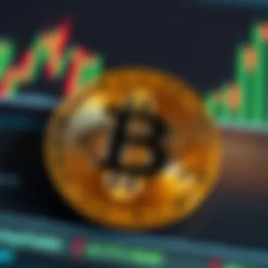 Bitcoin near $60K A close-up of a Bitcoin symbol with a fluctuating graph in the background showing market trends.