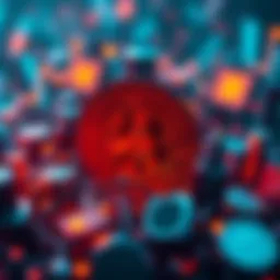 A visual representation of Bitcoin's strong network symbolizing stability during a financial crisis, with traditional financial symbols dimming in the background.