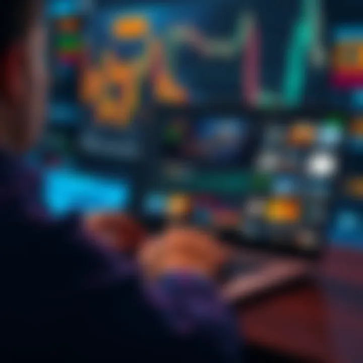 A person checking Bitcoin market news on a laptop with various news feeds displayed.
