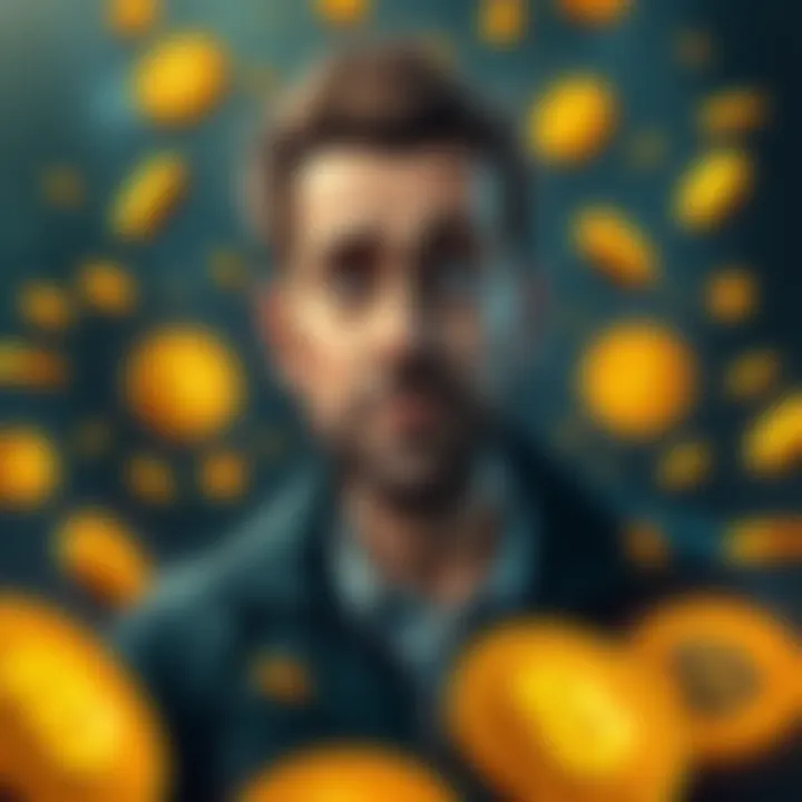 A caricature depicting Nicolas Kokkalis with exaggerated features, surrounded by Bitcoin symbols