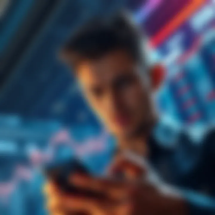 A person looking at Bitcoin prices on the Coinbase app on a smartphone with a concerned expression