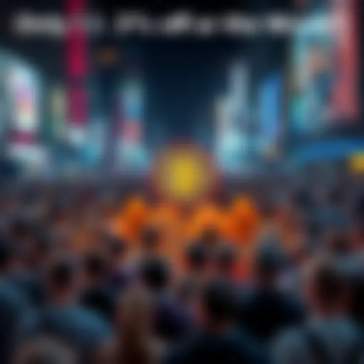 A visual showing a small group of people, symbolizing only a few Bitcoin owners within a large crowd, illustrating the low percentage of Bitcoin ownership globally.