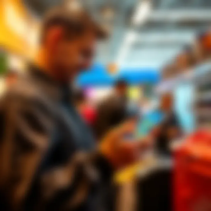 A cashier accepting Bitcoin payment through a mobile app at a Walmart store, showcasing Bitcoin's integration into everyday shopping.